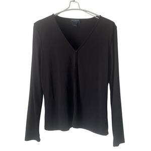 Ann Taylor Vintage Black Open Front Cardigan Blouse Size Medium Petite